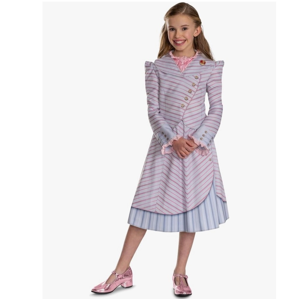 Disguise Wicked Glinda Shiz University Costume Official Movie Outfit Pink L10-12